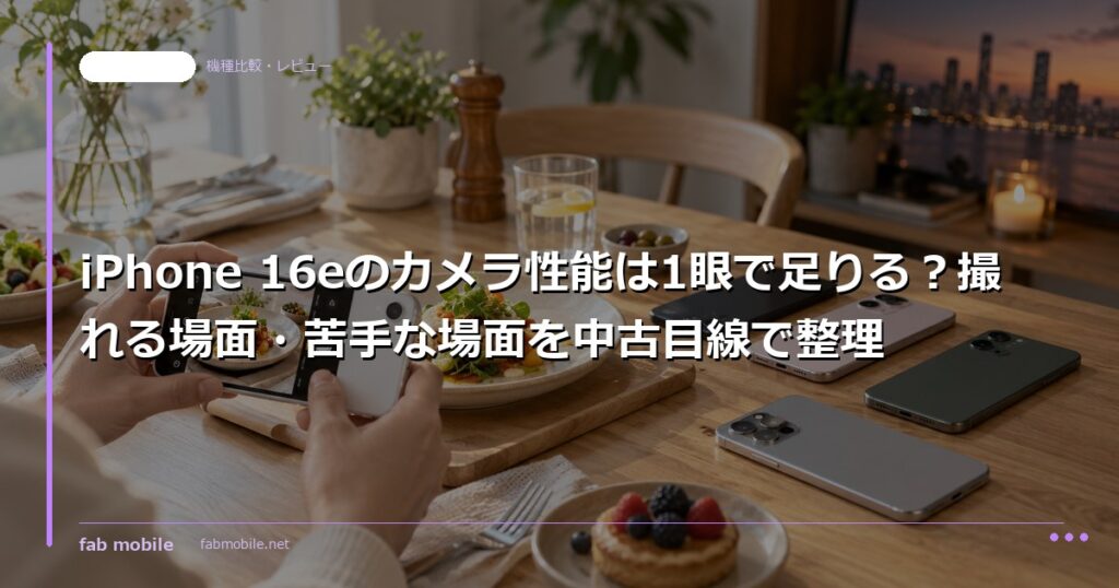 iPhone 16eのカメラ性能は1眼で足りる？撮れる場面・苦手な場面を中古目線で整理｜fab mobile