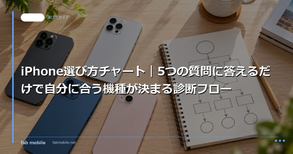 iPhone選び方チャート｜5つの質問に答えるだけで自分に合う機種が決まる診断フロー｜fab mobile