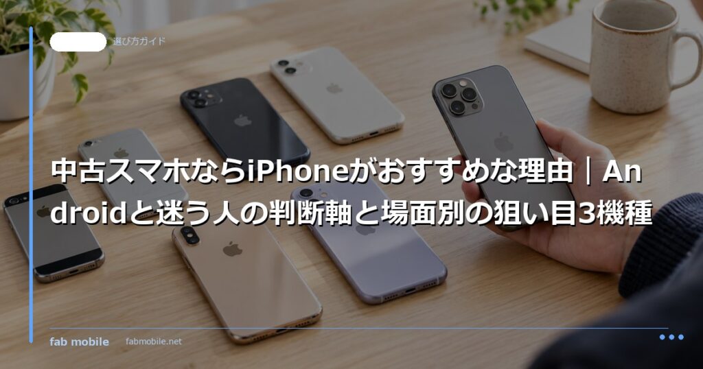 中古スマホならiPhoneがおすすめな理由｜Androidと迷う人の判断軸と場面別の狙い目3機種｜fab mobile